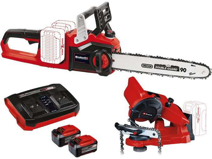 Einhell Aku SET Lančana testera GE-LC 36/35 Li, 2x 5,2Ah i Twincharger i Oštrač lanaca GE-CS 18 Li