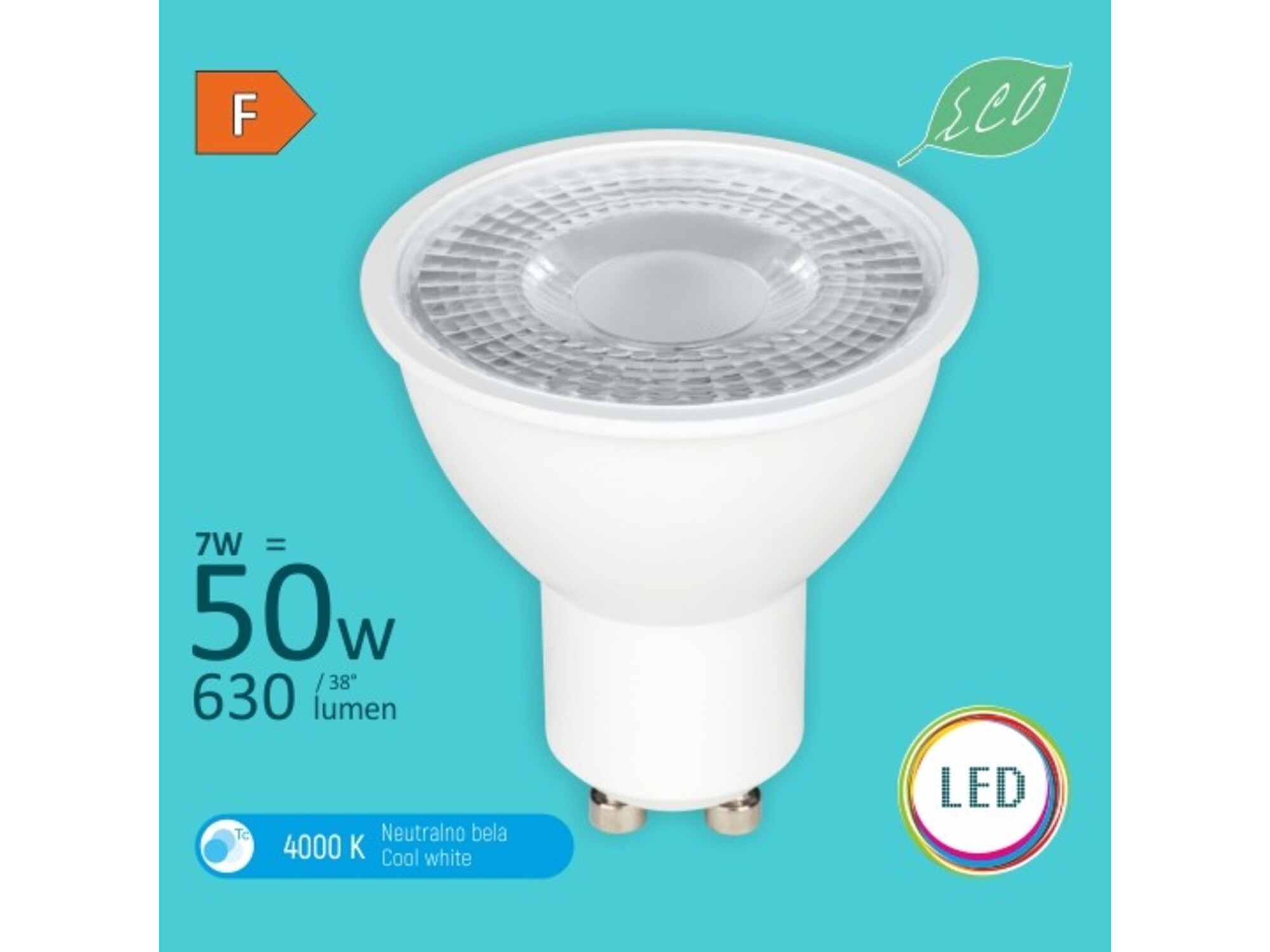 Mitea Lighting LED Eco sijalica GU10 M2 7W 4000K MR16 240V 630lm 38°