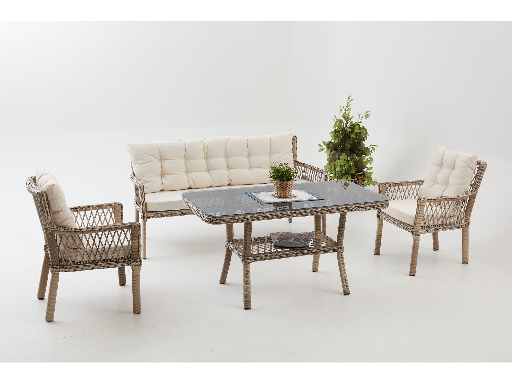 Hanah Home Baštenski set Pure Rattan 3+1+1+S