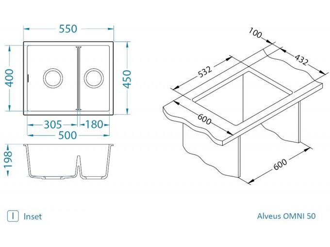 Alveus sudopera Omni 50 G90 - čisto crne   550 x 450 x 198 mm