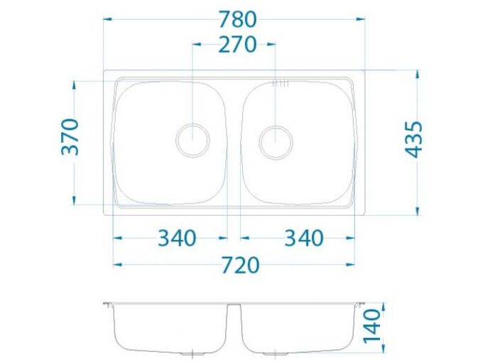 Alveus sudopera Basic 160 sa širokim otvorom     780 x 435 x 140 mm