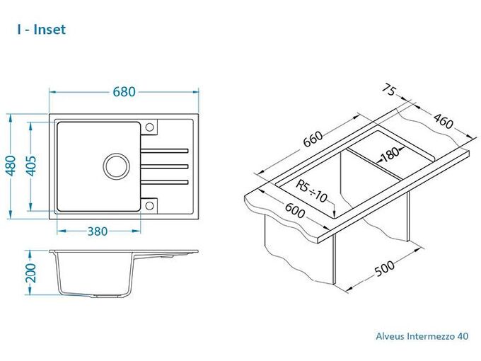 Alveus sudopera Intermezzo 40 g11 - bela   680 x 480 x 200 mm